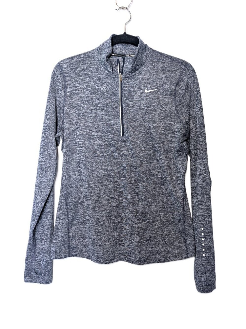 Nike Dri-FIT Heather Blue 1/4 Zip Long Sleeve Running Athletic Top Womens Medium